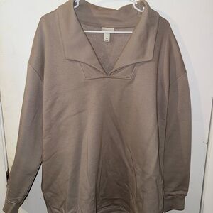 Ava & Viv Taupe V-Neck Top